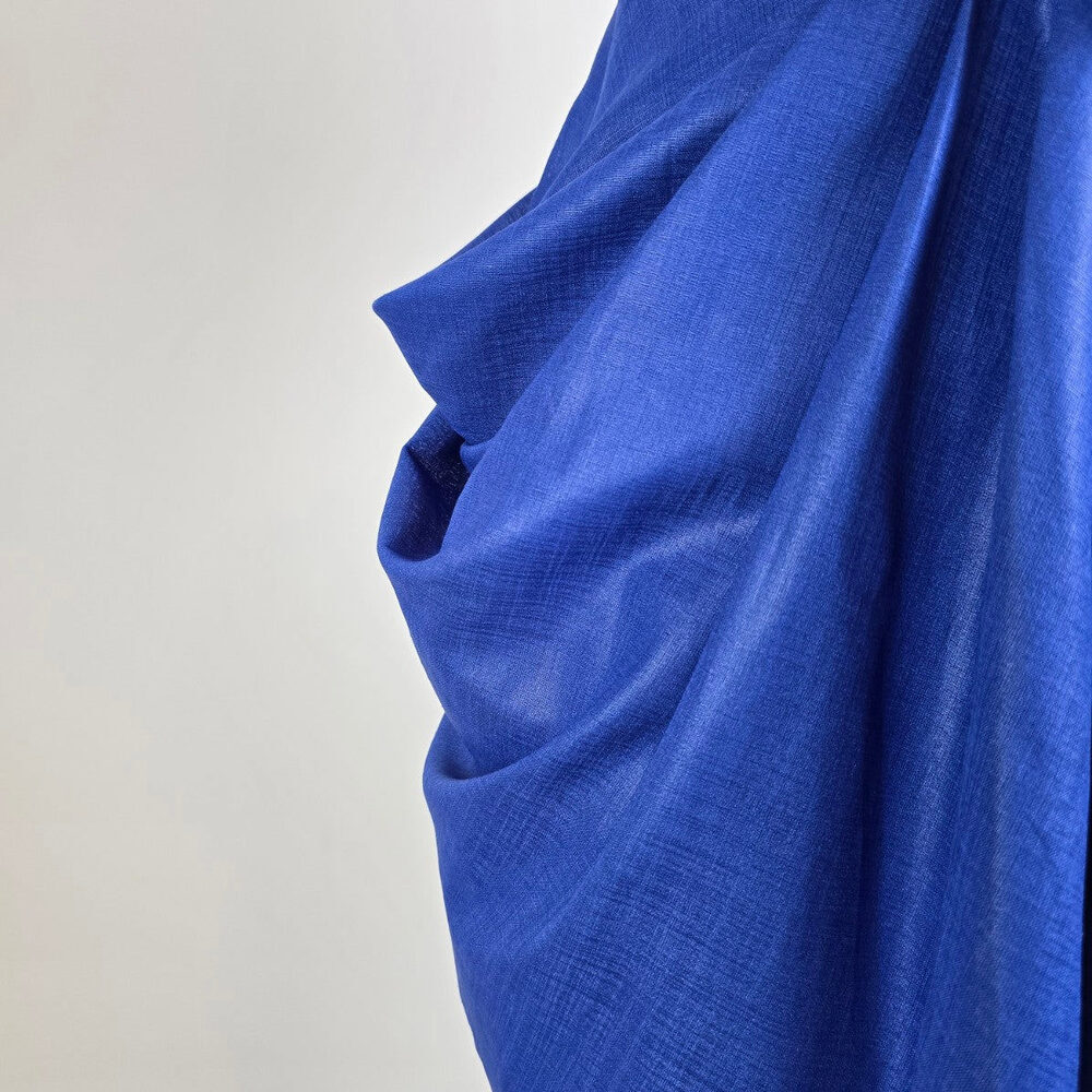 Vintage 80s Lalana House Couture One Shoulder Blue Rosette Cocktail Dress Sz S - Picture 5 of 12